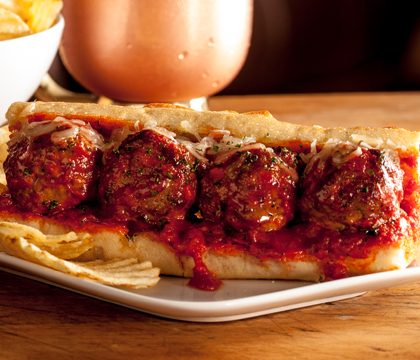 cooked perfect meatballs sub on plate