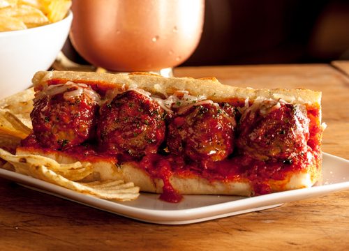 cooked perfect meatballs sub on plate